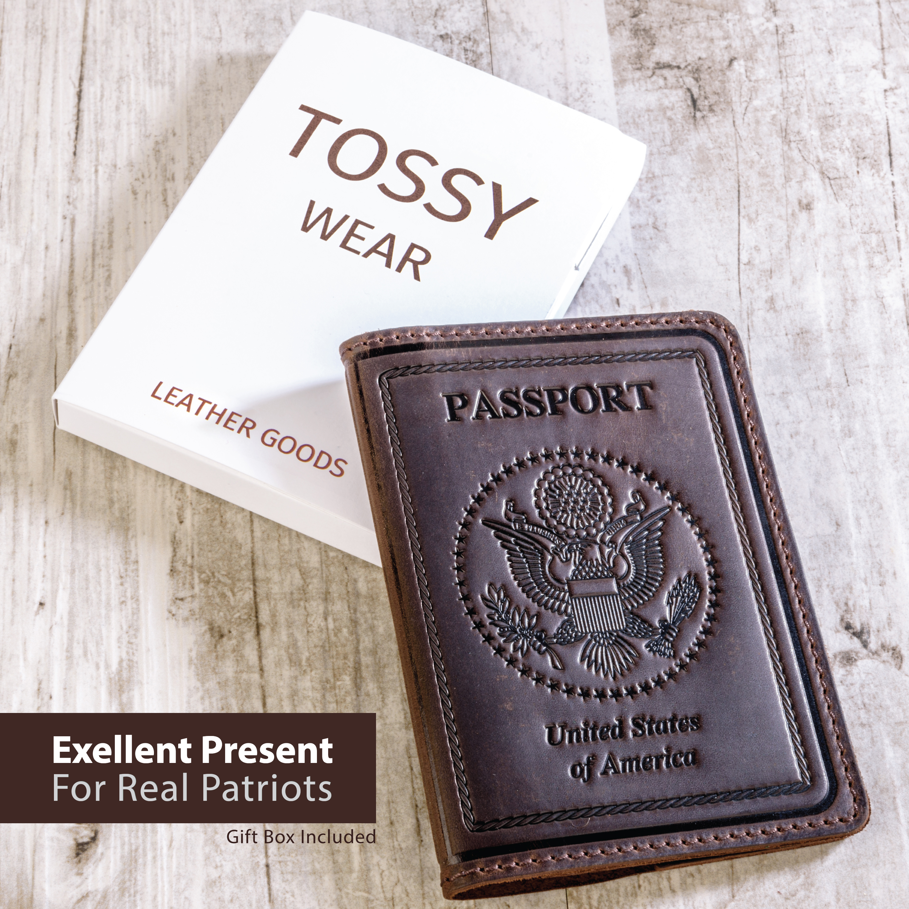 Шкіряна обкладинка на паспорт Passport USA col.F коричневий Шкіряна обкладинка на паспорт Passport USA col.F коричневий